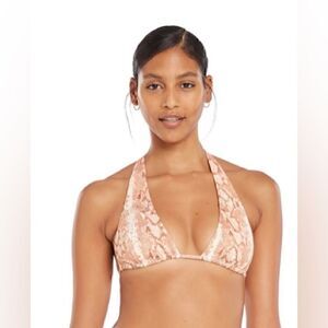 NWT Vitamin A ‘Milana’ Convertible Halter Bikini Top in Sand Snake